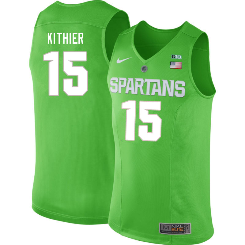Men #15 Thomas Kithier Michigan State Spartans College Basketball Jerseys Sale-Apple Green